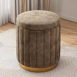 Round Velvet Storage Ottoman