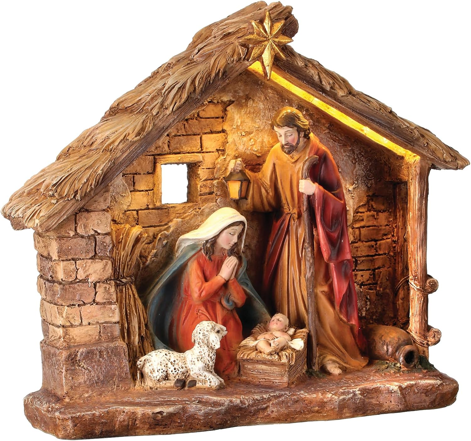 One Holiday Way 14Inch Lighted Christmas Nativity Scene