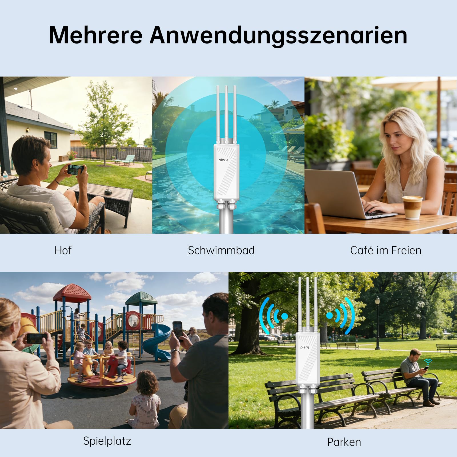 BE3600 WiFi 7 Outdoor WLAN Access Point WLAN Verstärker Mit PoE | Lange Reichweite WLAN Repeater Outdoor, 688Mbit/s 2,4GHz 2882Mbit/s 5Ghz Mit 3*5dBi Antennen, IP66 Wetterfestes Gehäuse