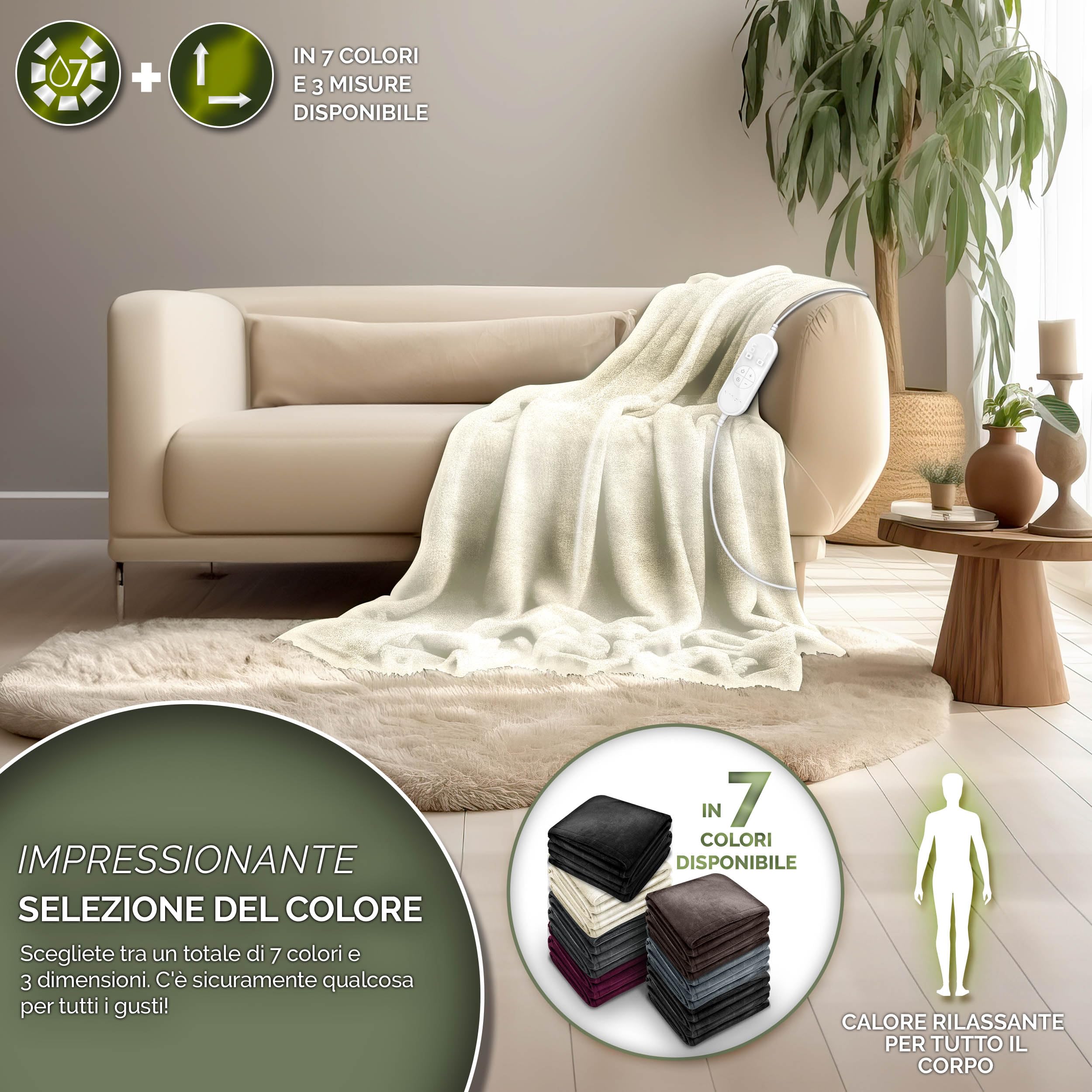 sinnlein® Sottocoperta Elettrica 160x120cm | Scaldaletto Elettrico con Spegnimento Automatico | Coprimaterasso Termico | Timer | 9 Livelli di Temperatura