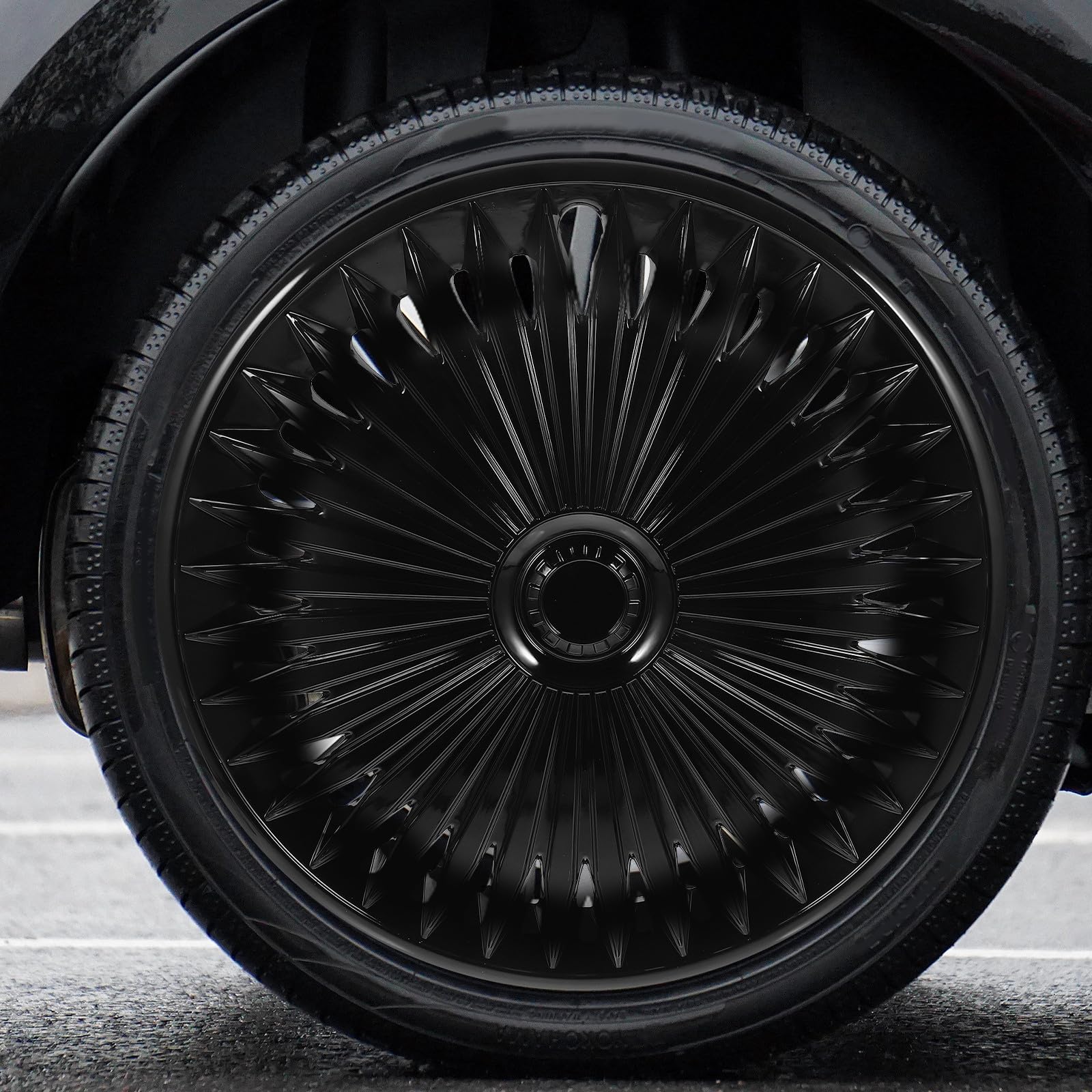 Radnabenkappen aus Robustem Pp Material Dekorative Radnabenabdeckungen für Auto 15 Zoll Einfache Montage Schwarzes Design für Fahrzeugschutz