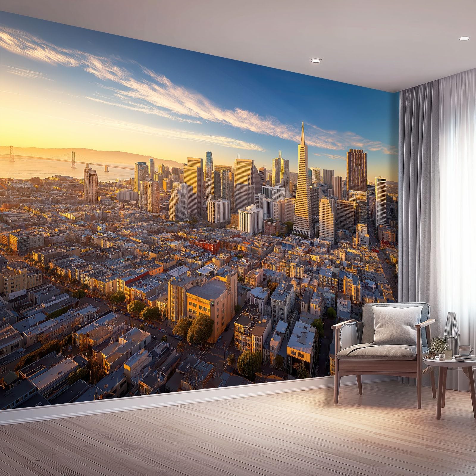 Papier peint panoramique pour agrandir une petite pièce salon bureau 150x105