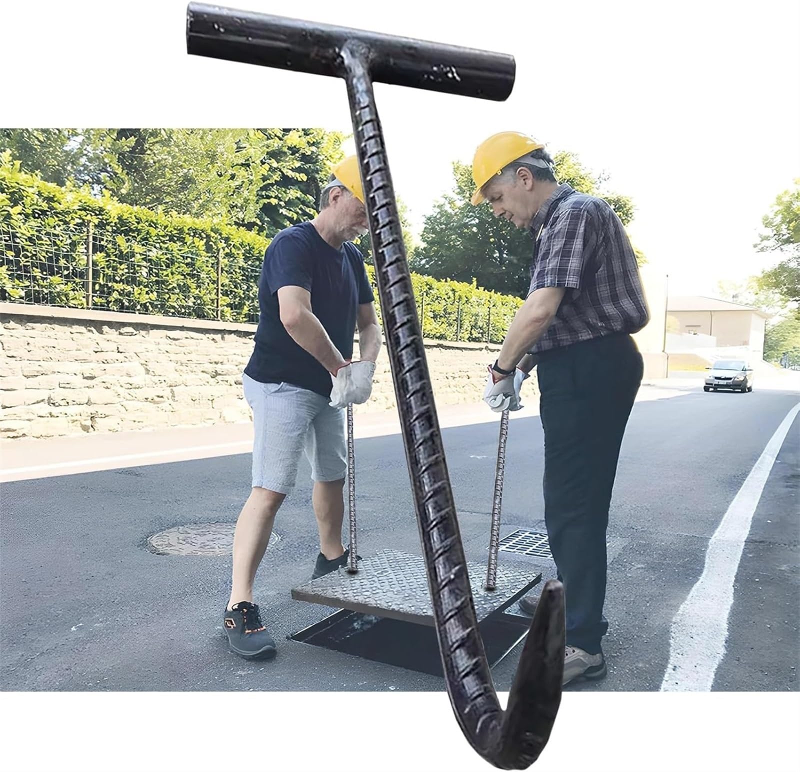 Gancio per tombino, Leva per Coperchio di Scarico - Sollevatore per grondaia/fognatura/griglia di Scarico da 45 cm per Una Facile rimozione all'Esterno - Attrezzatura di trazione Resistente