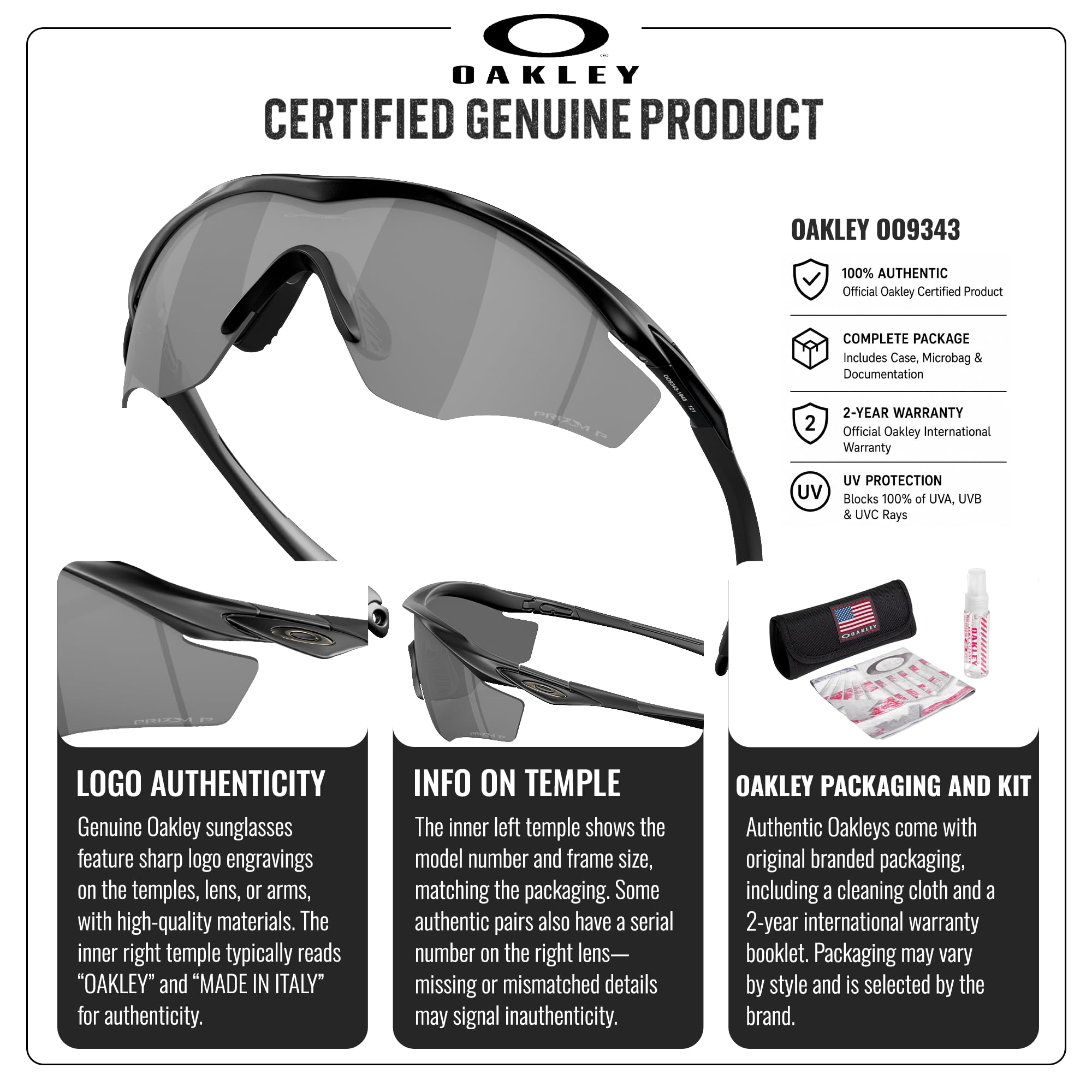 OAKLEY Gafas de sol M2 FRAME XL OO9343 de forma irregular con kit oficial de gafas