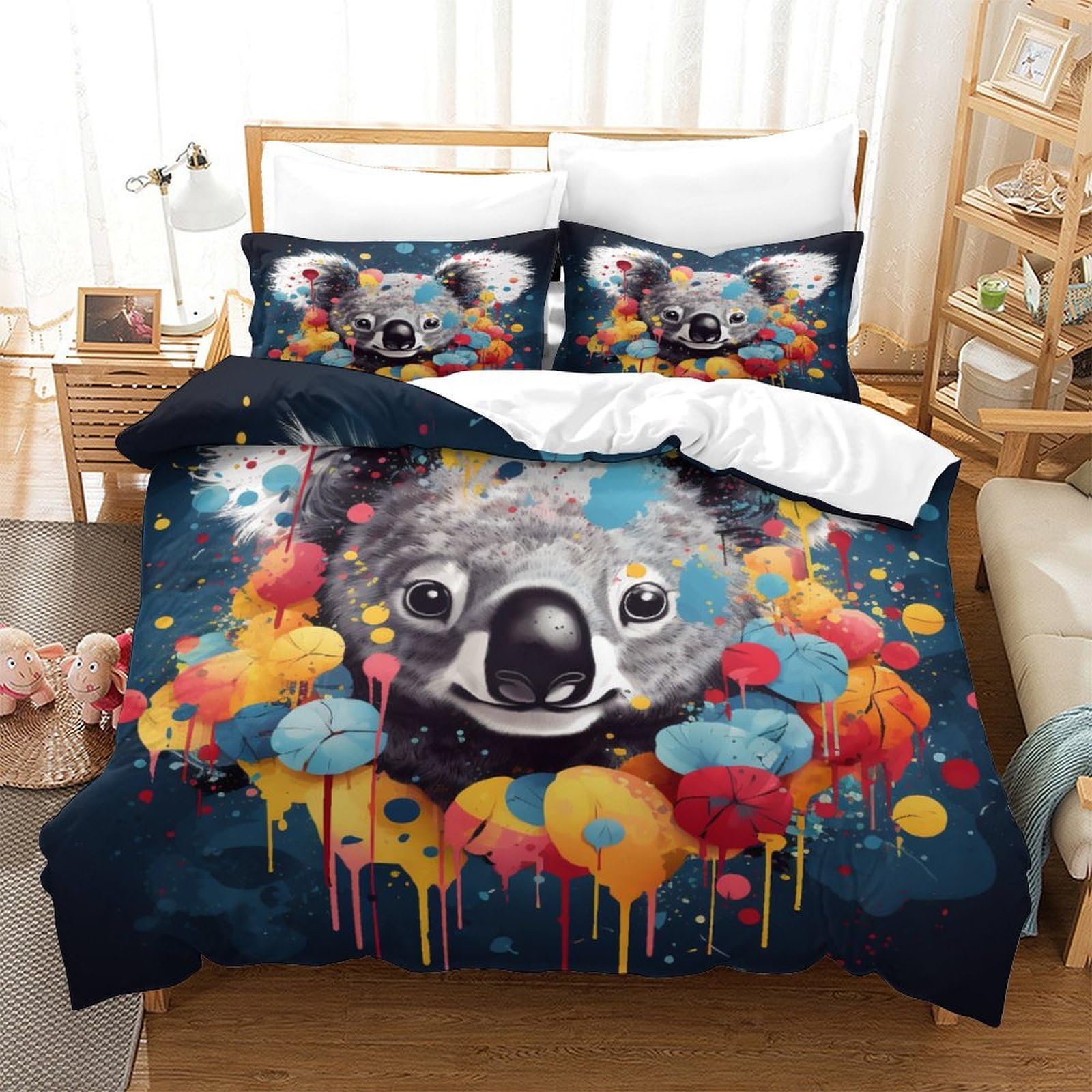 Housse de couette Halloween 200x200 lit double microfibre avec taie d'oreiller