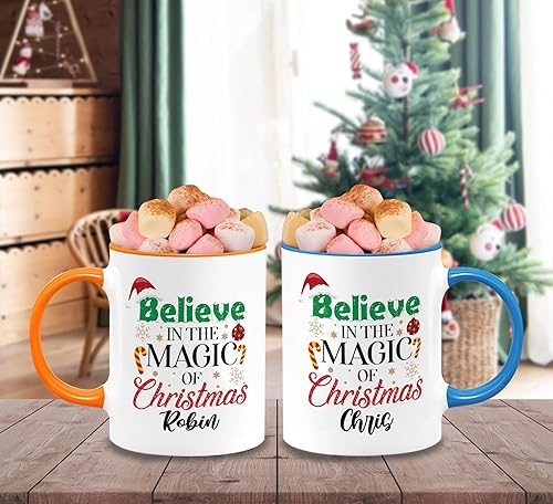 Miniatura 3 de TEEAMORE Tazas de Navidad personalizadas, cree en la magia de la Navidad, regalo de Navidad de cerámica