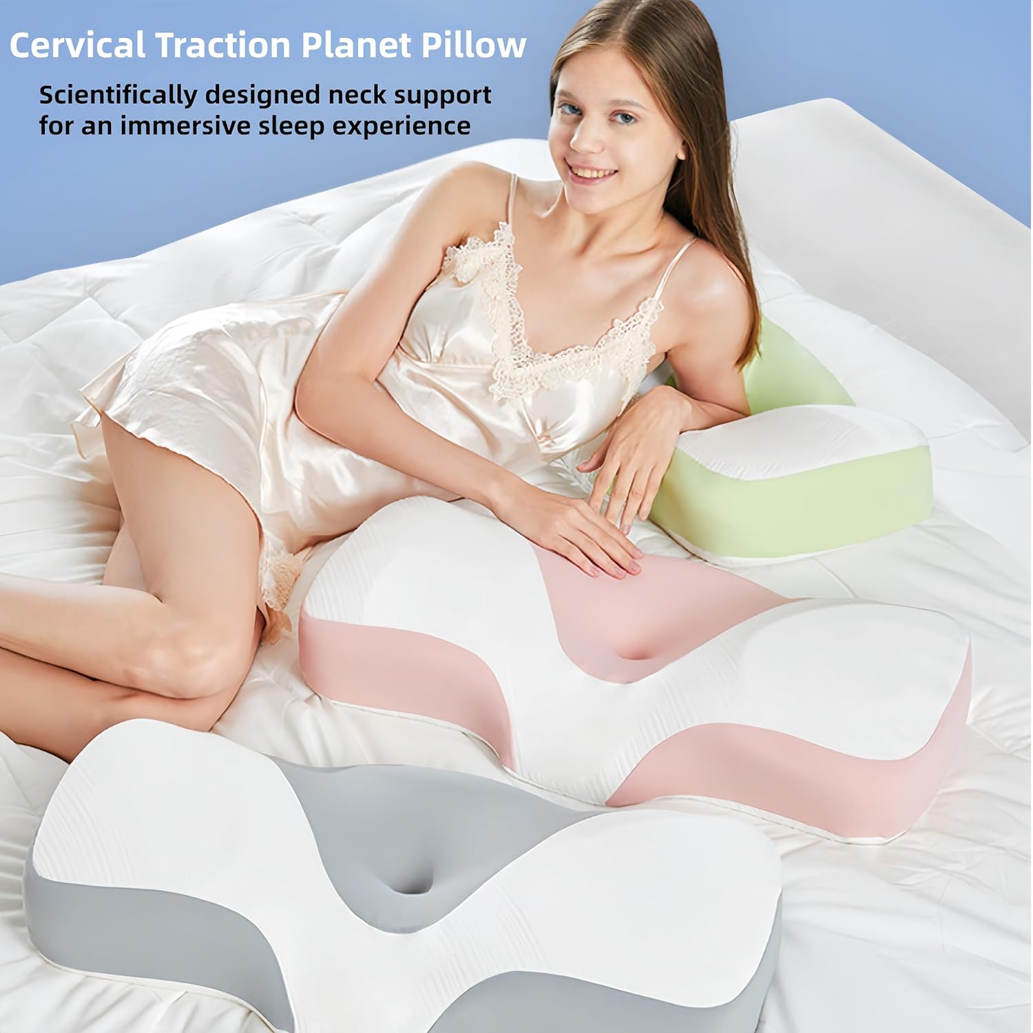 Aylashine Cervical Pillow for Pain Refief Sleepin,Memory Foam Pillows,Ergonomic Orthopedic Cervical Neck Support Pillow,for Side,Back&Stomach Sleepers.Pink