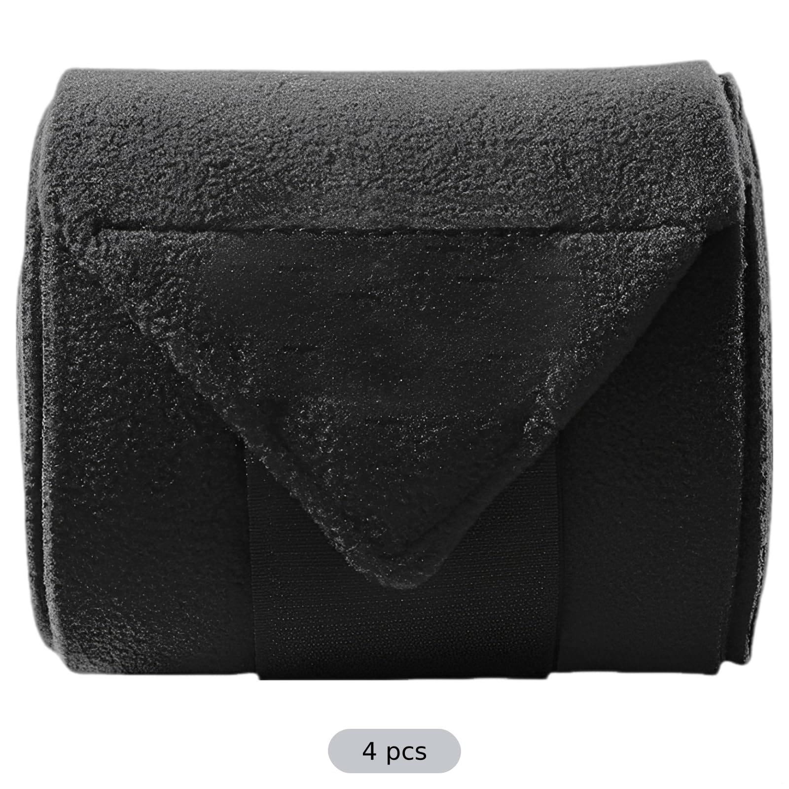 Pferdesport-Beinbandagen, 4-teiliges Fleece-Bandagen-Set, Pferdebeinbandagen, weich, atmungsaktiv, elastisch, Reitbandagen für Pferdebeine oder Handgelenk, Schwarz