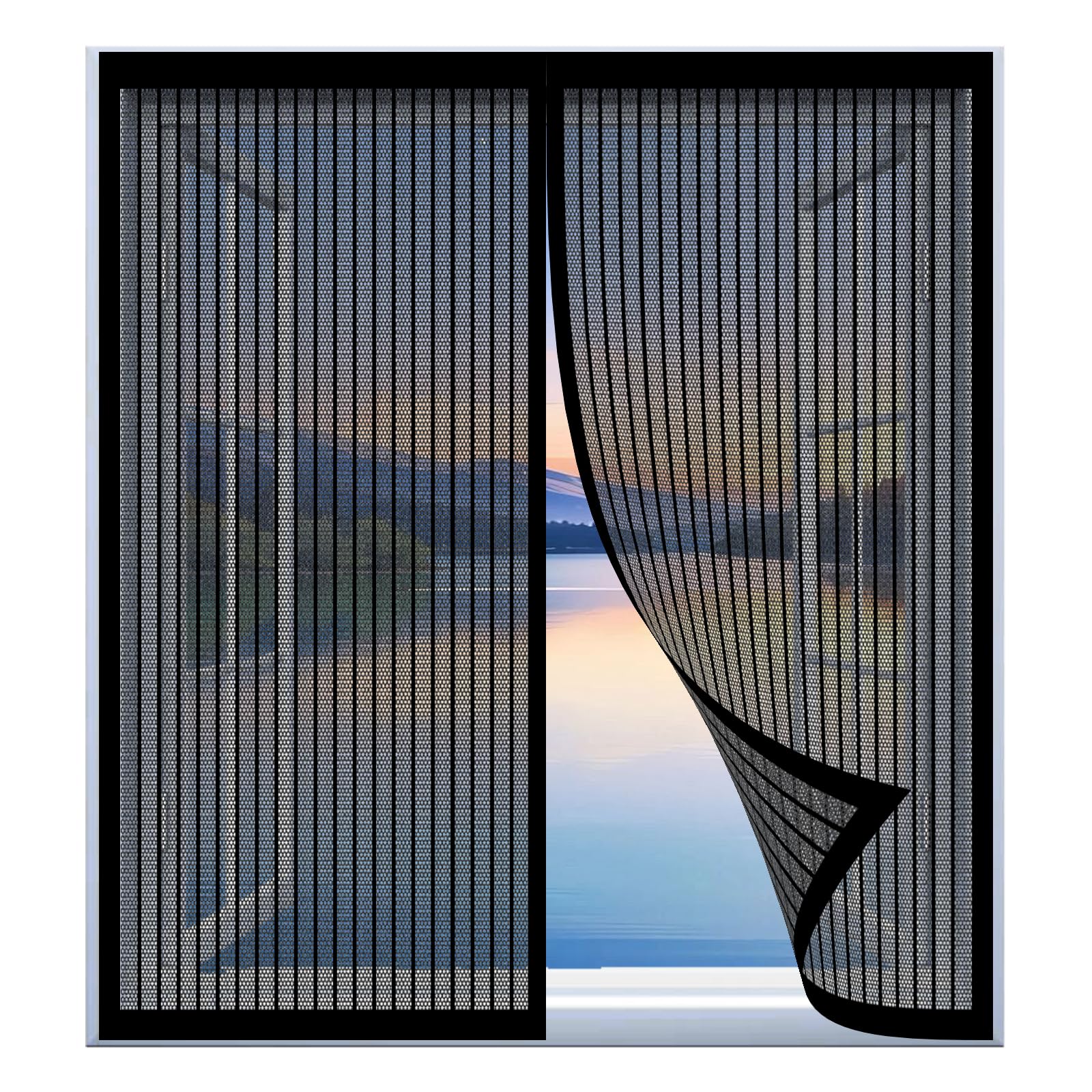Yuanwan Black Fly Screen Mosquito Net 119 X 123 Cm Easy Installation No Drilling Or Screwing Magnetic Curtain For Fly Proof Window Door For Windows Nets To Keep Bugs Out,