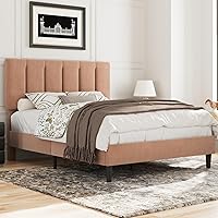 Vista 40 de VECELO Base de cama de tamaño matrimonial con 4 cajones de almacenamiento, cabecera de altura ajustable, base de cama de plataforma resistente