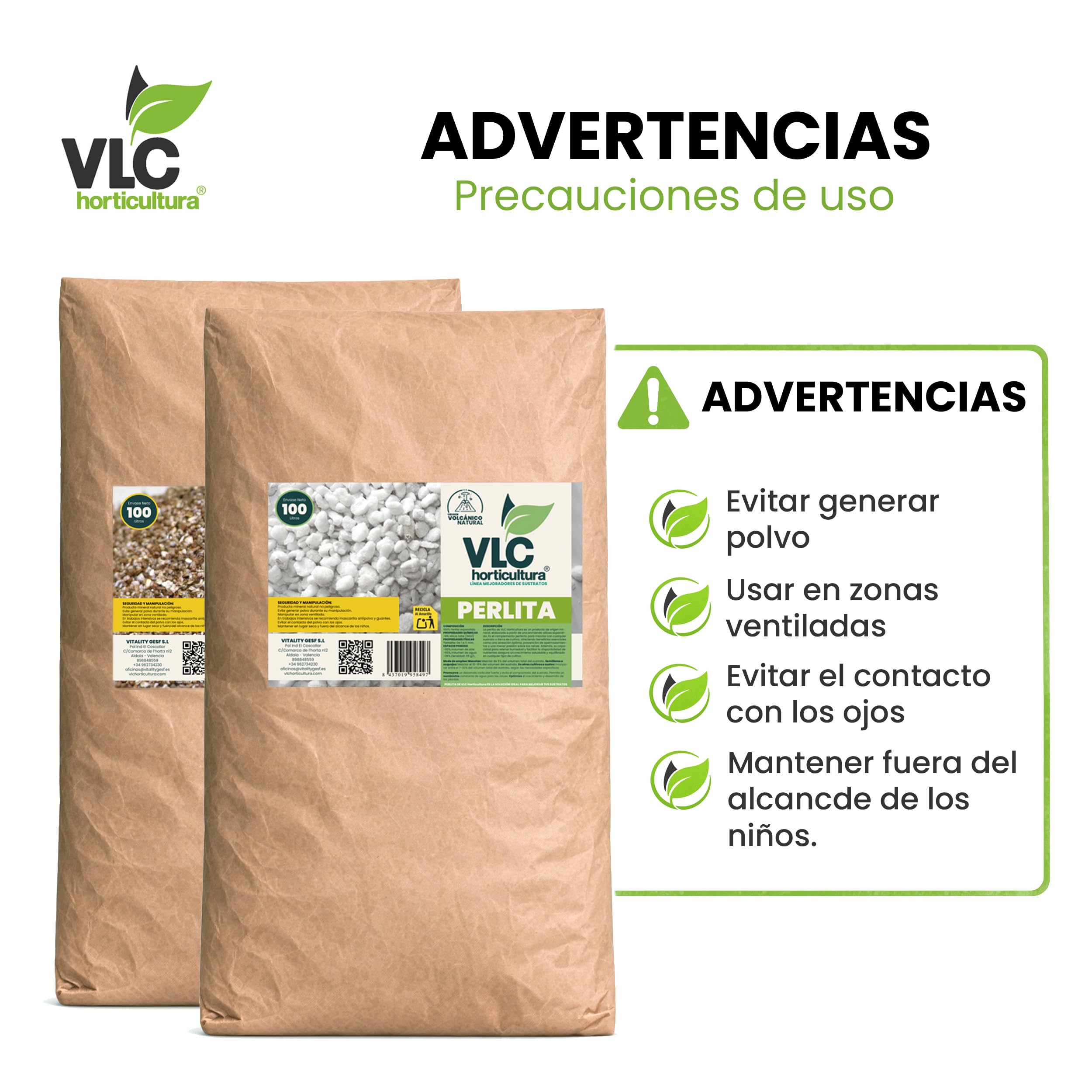 Pack Perlita + Vermiculita VLC Horticultura | Mejora Aireación y Retención de Humedad del Sustrato | Ideal para Semilleros, Macetas y Trasplantes | Minerales Naturales para Jardinería (100+100L)