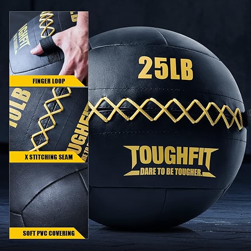 Miniatura 3 de ToughFit Pelota de pared suave, juego de pelota medicinal para ejercicio cardiovascular, pelota medica pesada para ejercicios de fuerza y