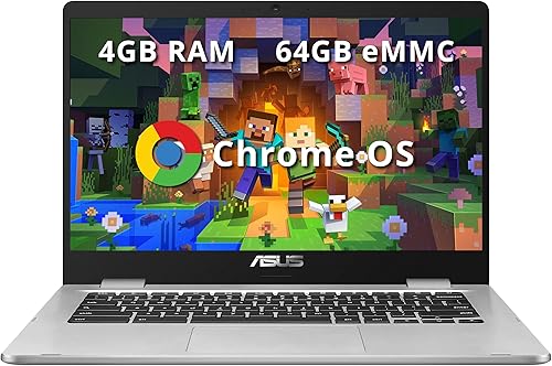 Asus C523NA Chromebook 15.6'' HD portátil, procesador Intel Celeron N3350, 4 GB de RAM, memoria flash eMMC de 64 GB, gráficos Intel HD, cámara web