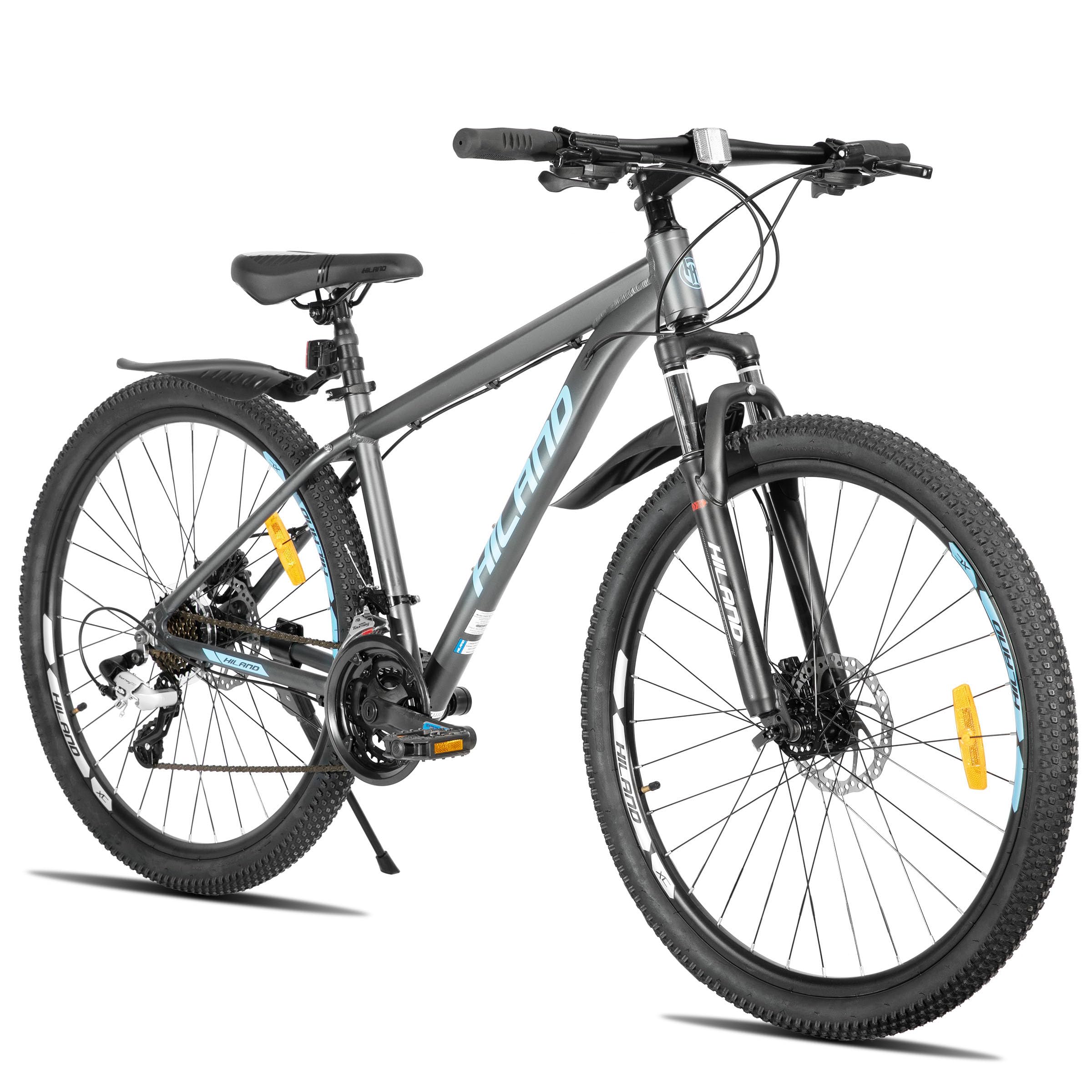 HILAND Bedrock Mountainbike 27,5 Zoll, 24 Gänge, Aluminiumrahmen, Mountainbike mit Hydraulische Scheibenbremsen und Federgabel, Unisex MTB Fahrrad für Herren & Damen