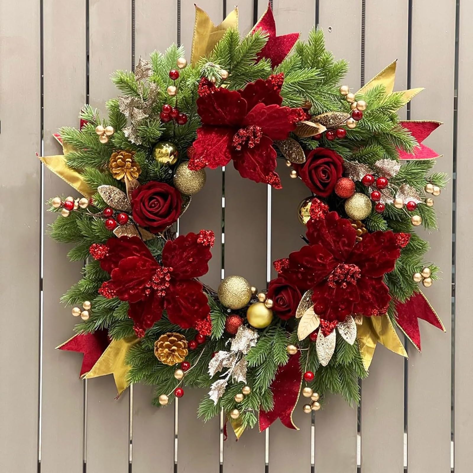 18/22/26 Zoll Große Weihnachtskränze (für Haustüren), Realistische Künstliche Tannenzapfenkränze, Perfekt For Hauseingänge, Wände, Fenster, Treppenhäuser(19.7x19.7in)