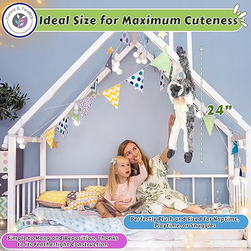 Miniatura 3 de Forest & Twelfth Juguetes colgantes de chimpancé para niños, juguetes de peluche de 18 pulgadas para niños, animales de peluche para niños, ideal