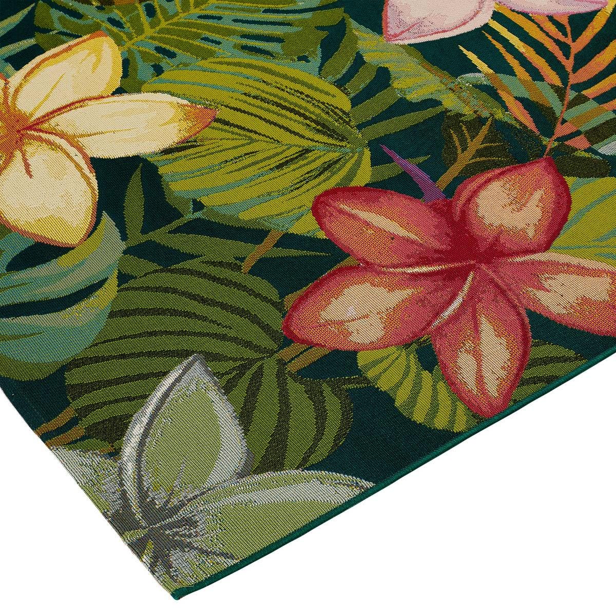 Atmosphera - Tapis Intérieur Et Extérieur Kepa 150 x 100 cm, Motif Végétal, Déperlant - pour Salon, Terrasse, Balcon