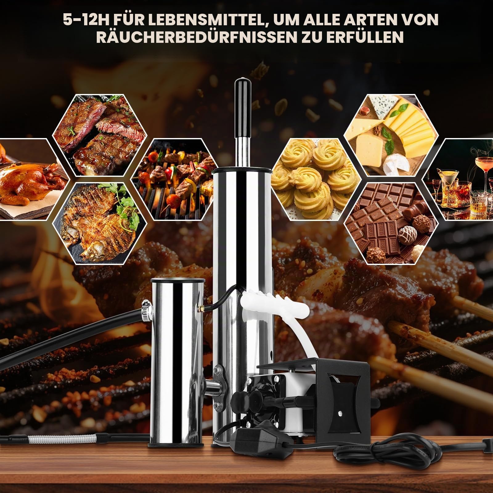 Rauchgenerator mit Pumpe, Kaltrauchgenerator Mit verbesserter Luftpumpe | Tragbares Räucherofen Elektrisch Zum Räuchern von Lebensmitteln und Fleisch, BBQ Rauch-Erzeuger