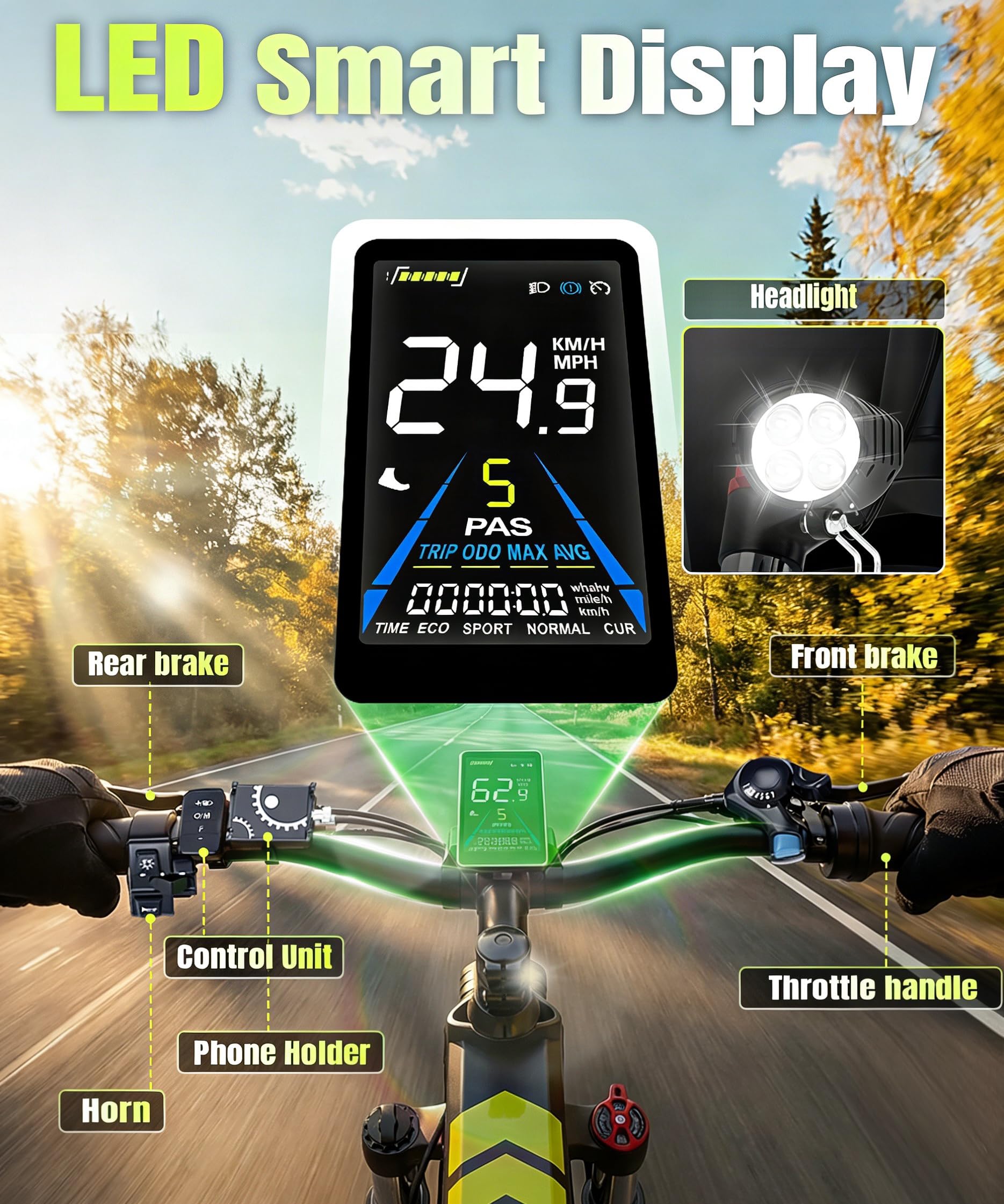 Składany rower elektryczny DEEPOWER A1 | Rower elektryczny 20” x 4.0 Fat Tire | Wymienny akumulator 48V 20Ah | Silnik elektryczny 250W | 57Nm | 7 biegów | Miejski rower elektryczny