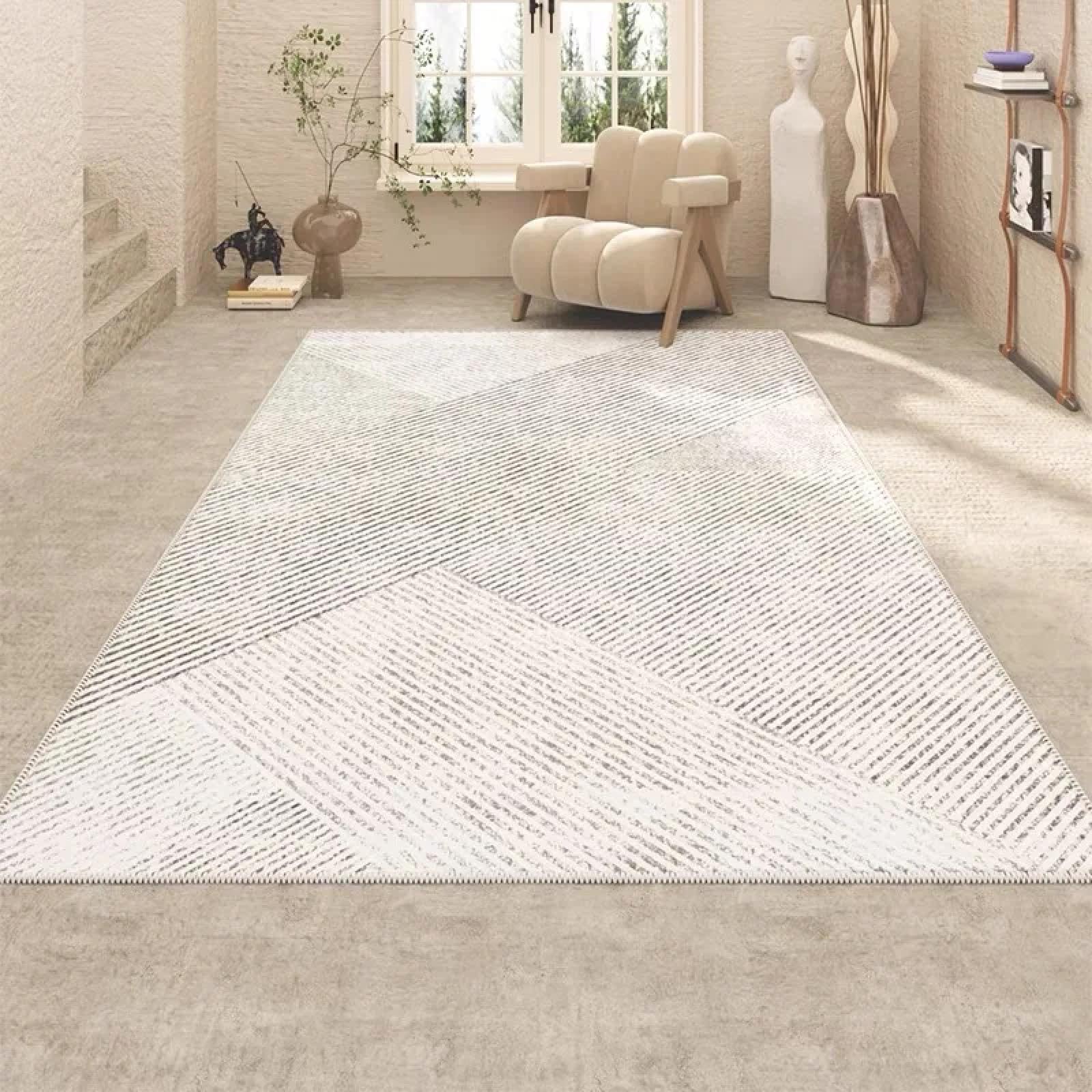 Tapis velours cristal sous la table basse du salon cocooning