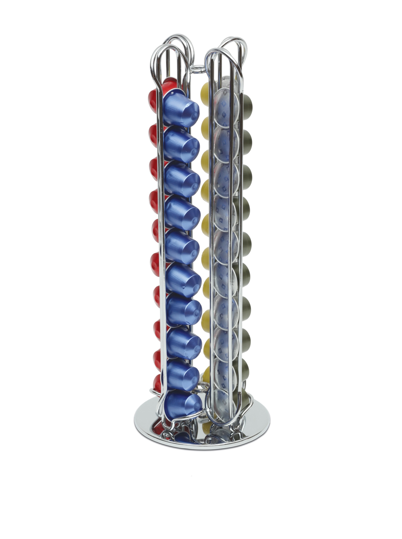 MACOM, Dispenser Portacapsule Nespresso per Macchine Caffè, 40 capsule, acciaio cromato, Just Kitchen 832 Totem Coffee
