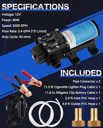 Miniatura 10 de Bomba de transferencia de gasolina de 12 V, bomba eléctrica de transferencia de combustible para gas, diésel, queroseno, bomba de transferencia