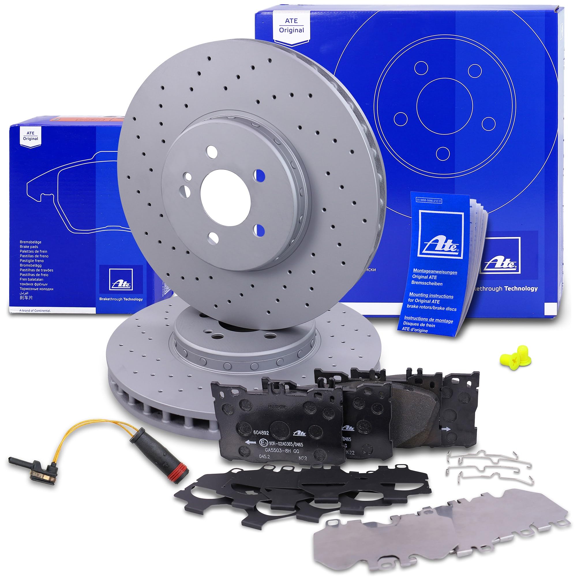 ATE Bremsenset Vorderachse inkl. Bremsscheiben vorne Ø 360 mm belüftet | Kompatibel mit: MERCEDES-BENZ C-CLASS, C-CLASS Cabriolet, C-CLASS Coupe, C-CLASS T-Model, CLS, E-CLASS, E-CLASS All-Terrain