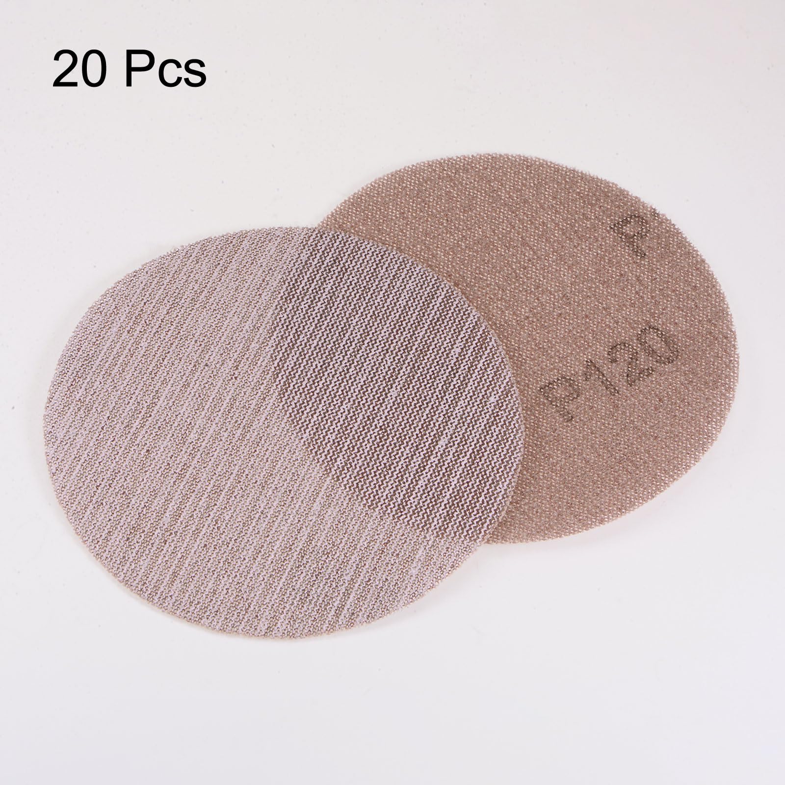 HARFINGTON 20 discos de lijado de malla de 5 pulgadas, red de lijado de gancho y bucle, grano 120, almohadillas abrasivas sin polvo para coche, madera, yeso, pulido y molienda de metal