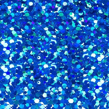 Renfio Holographic Blue Chunky Glitter, 3.5 Oz 100g Metallic Flake Mixed Fine Powder Face Glitters for Craft Resin Pigment Tumbler Ornament Painting Hair Body Wedding Decor - Laser Ocean Blue