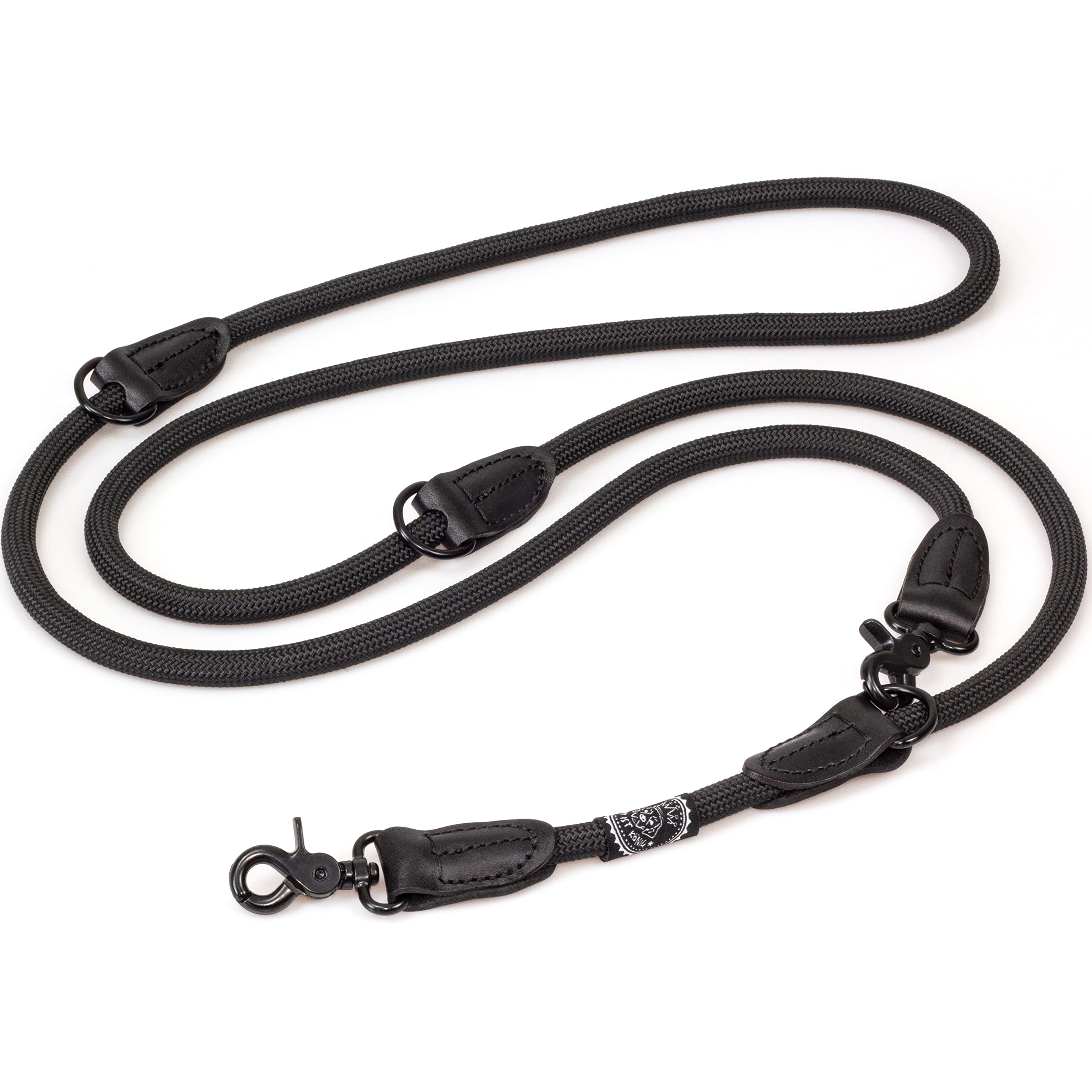 HUND IST KNIG Hundeleine verstellbar 2,3m | Robuste Hunde Leine mit  Sicherheitskarabiner | Runde Fhrleine Hund mit Lederkappen | Leine Hund 3-Fach  verstellbar fr groe Hunde : Amazon.de: Haustier
