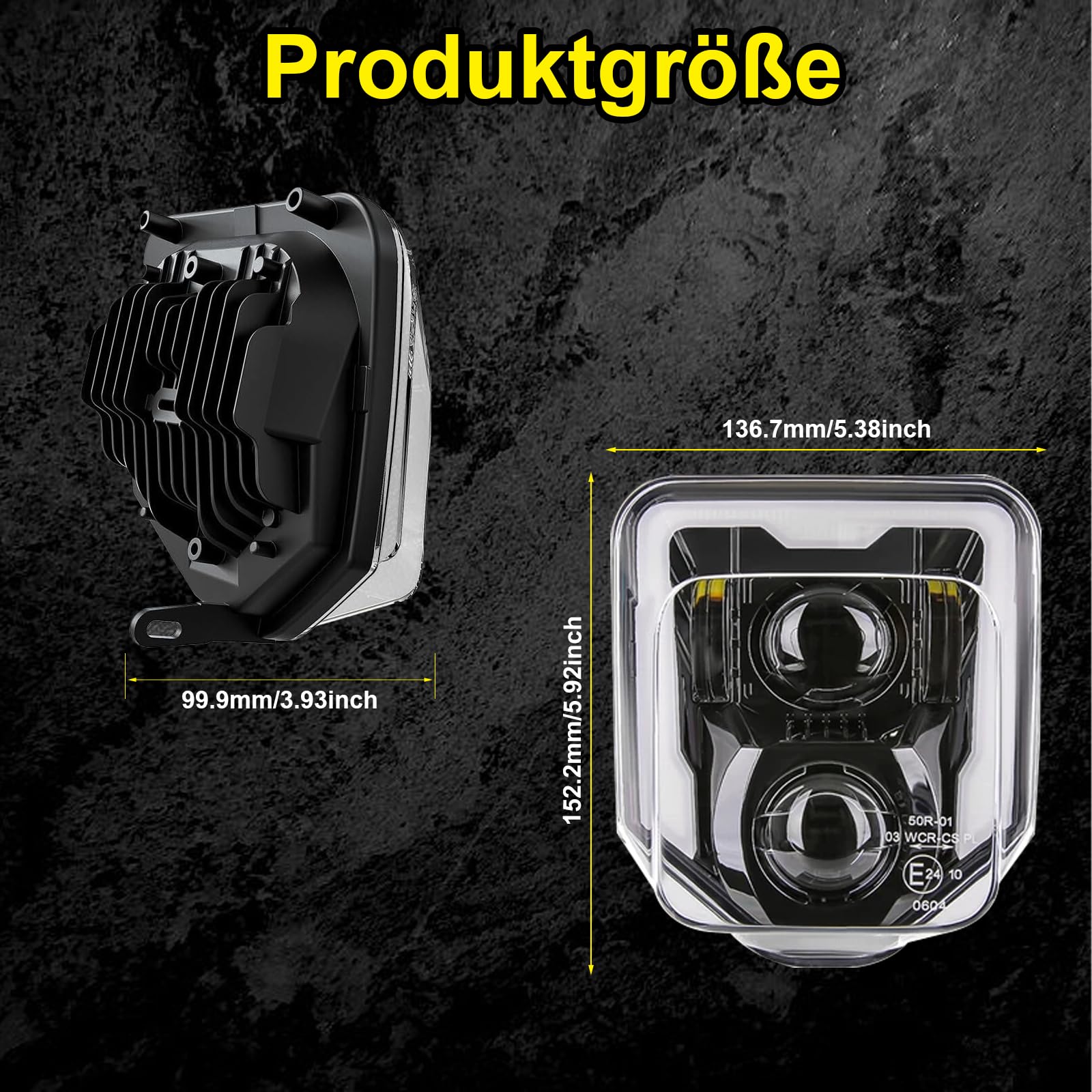 LED Scheinwerfer für Husqvarna 2014-2023 701 Enduro 701 SuperMoto FE250 FE350 FE450 FE501 FE501S TE150 TE250i TE300i (schwarz)