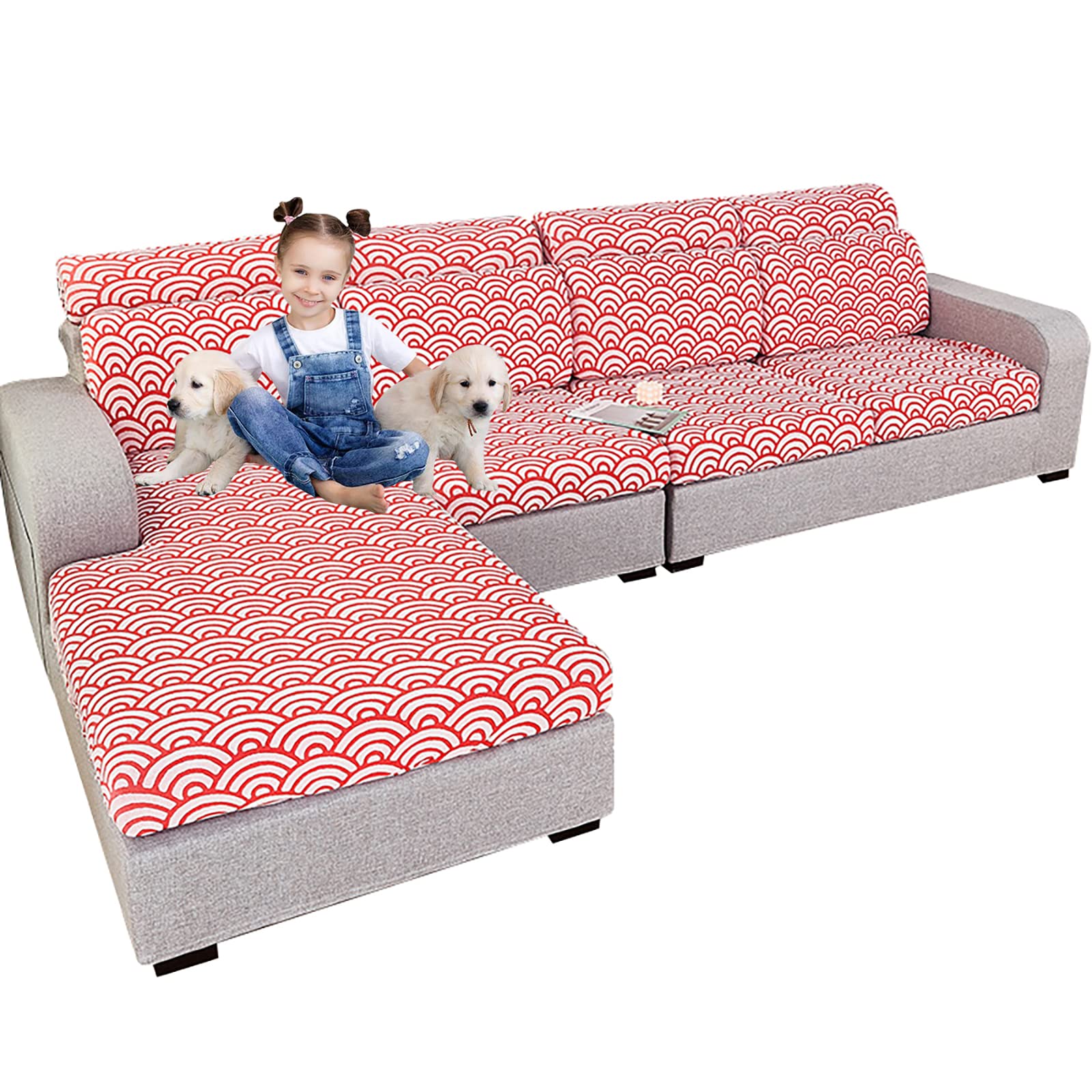Housse de canapé d'angle en L pour chat et chien extensible