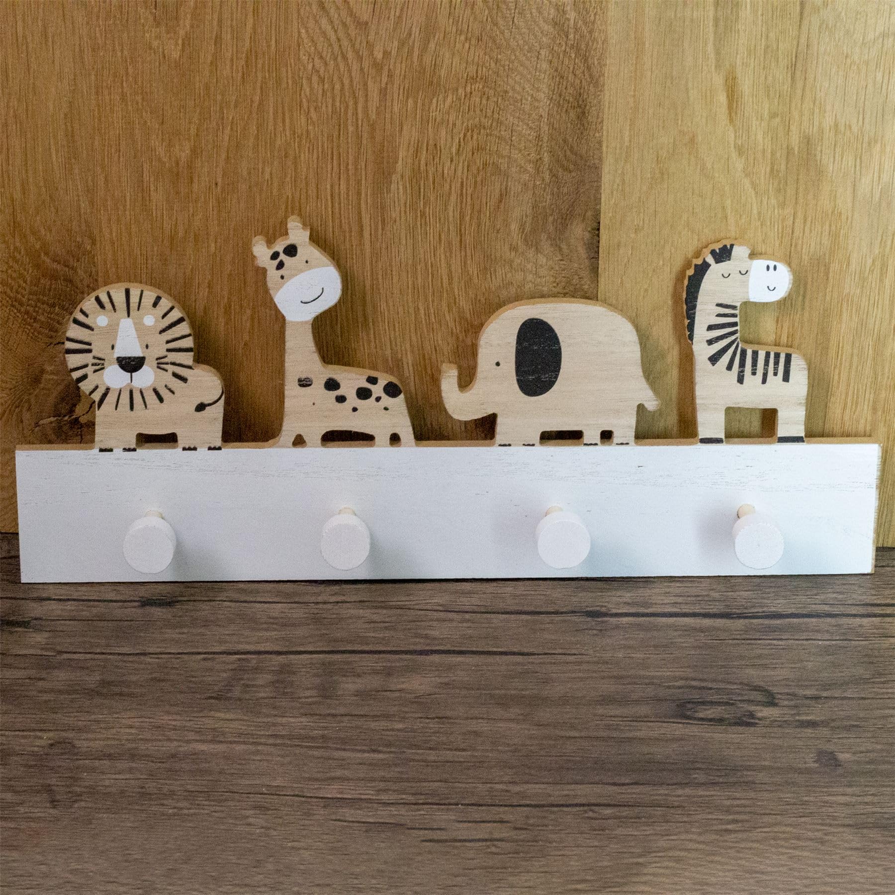 PIWOSGOL 6 Pezzi Ganci Autoadesivi per Bambini, Gancio per Bambini in Legno, Bambino Parete Ganci Appendiabiti in Legno, Ganci Adesivi per Bambini per Asciugamani Zaini e Cappotti