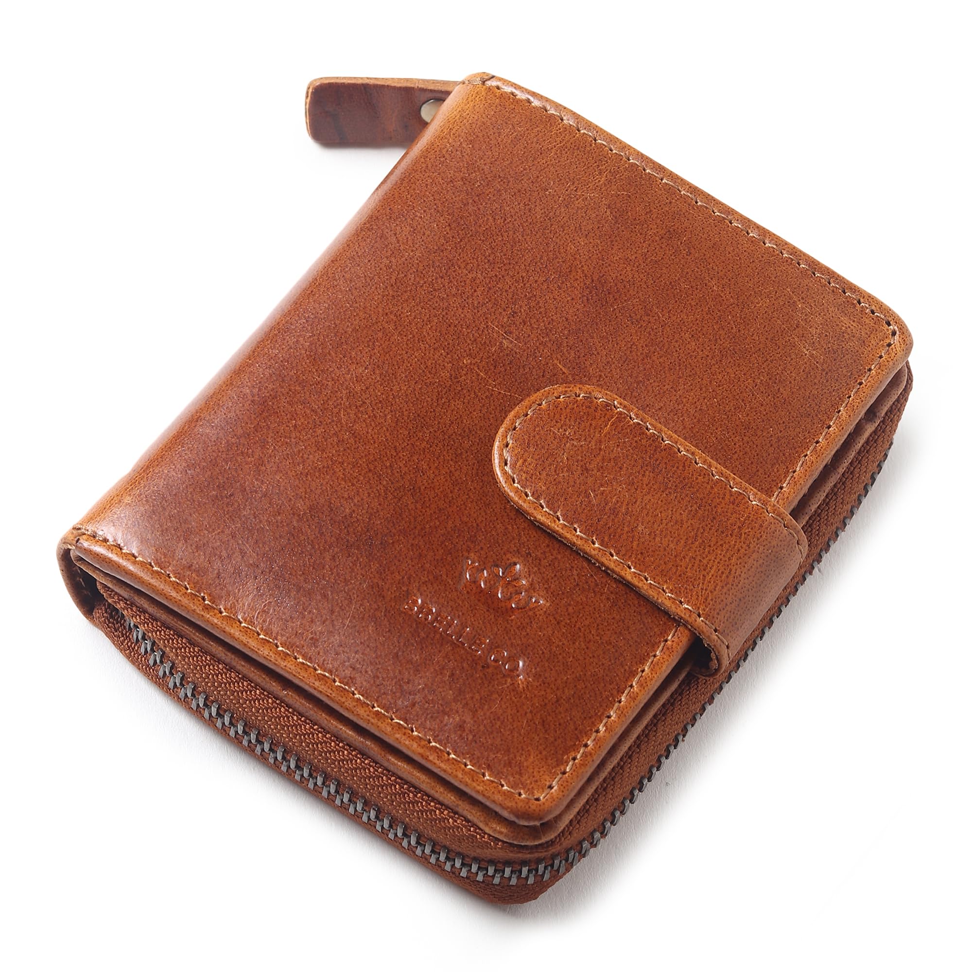 Women's Genuine Leather Wallet with Zip & Button Closure | 7 Card Slots, Key Holder, ID Window & Currency Compartments | Stylish Clutch for Women (Tan)-image-37