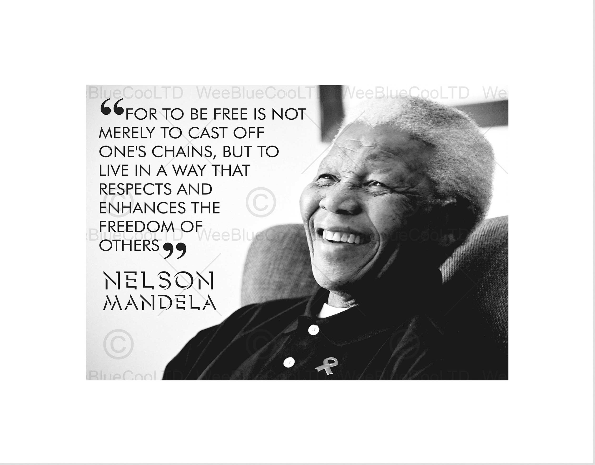 Wee Blue Coo For To Be Free Mandela Nelson BW Motivation Typography Quote Art Wall Art Print