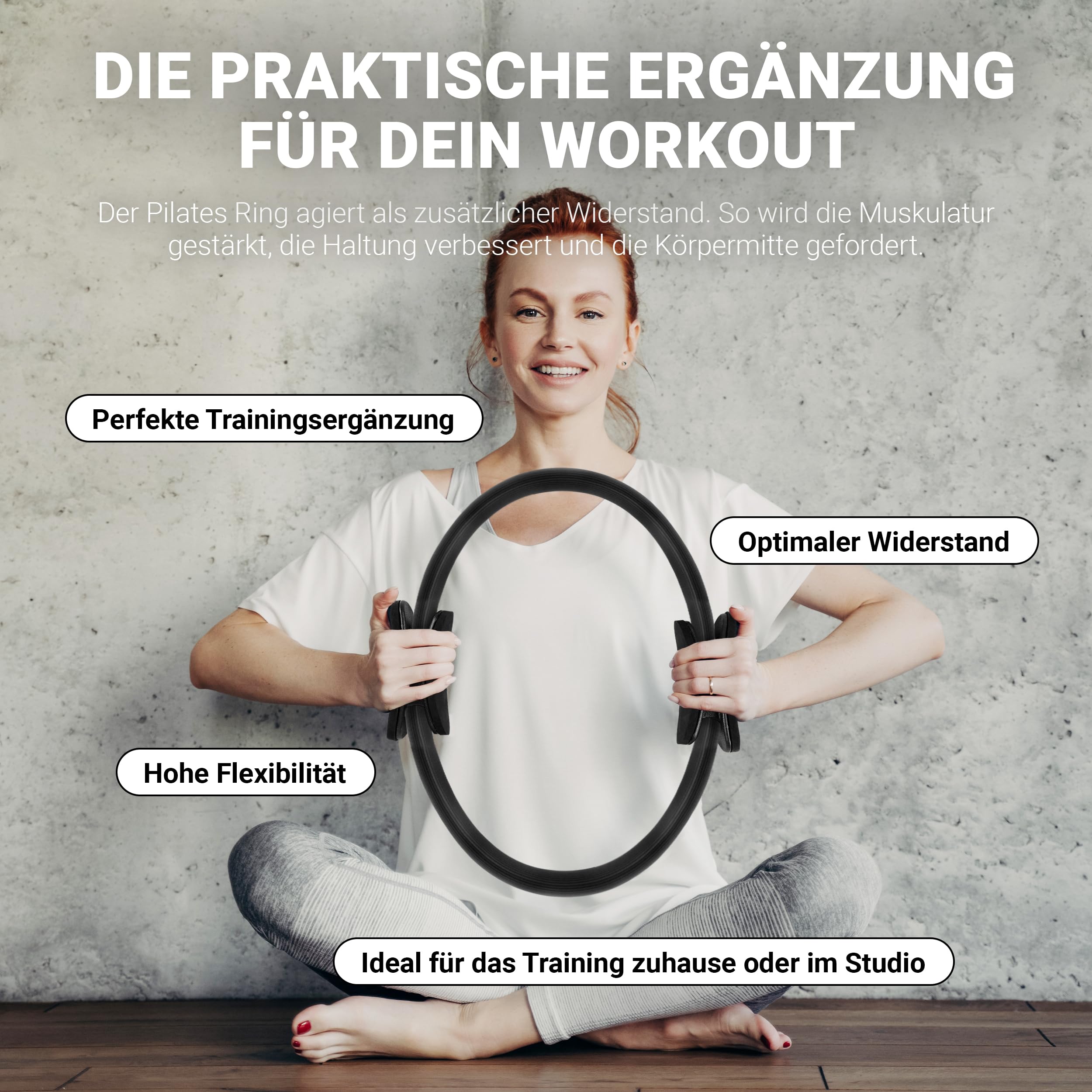 MSPORTS Pilates Ring Premium – Widerstandsring für Pilates, Yoga & Ganzkörpertraining – Toning Ring mit Griffen für Core, Beine & Stretching