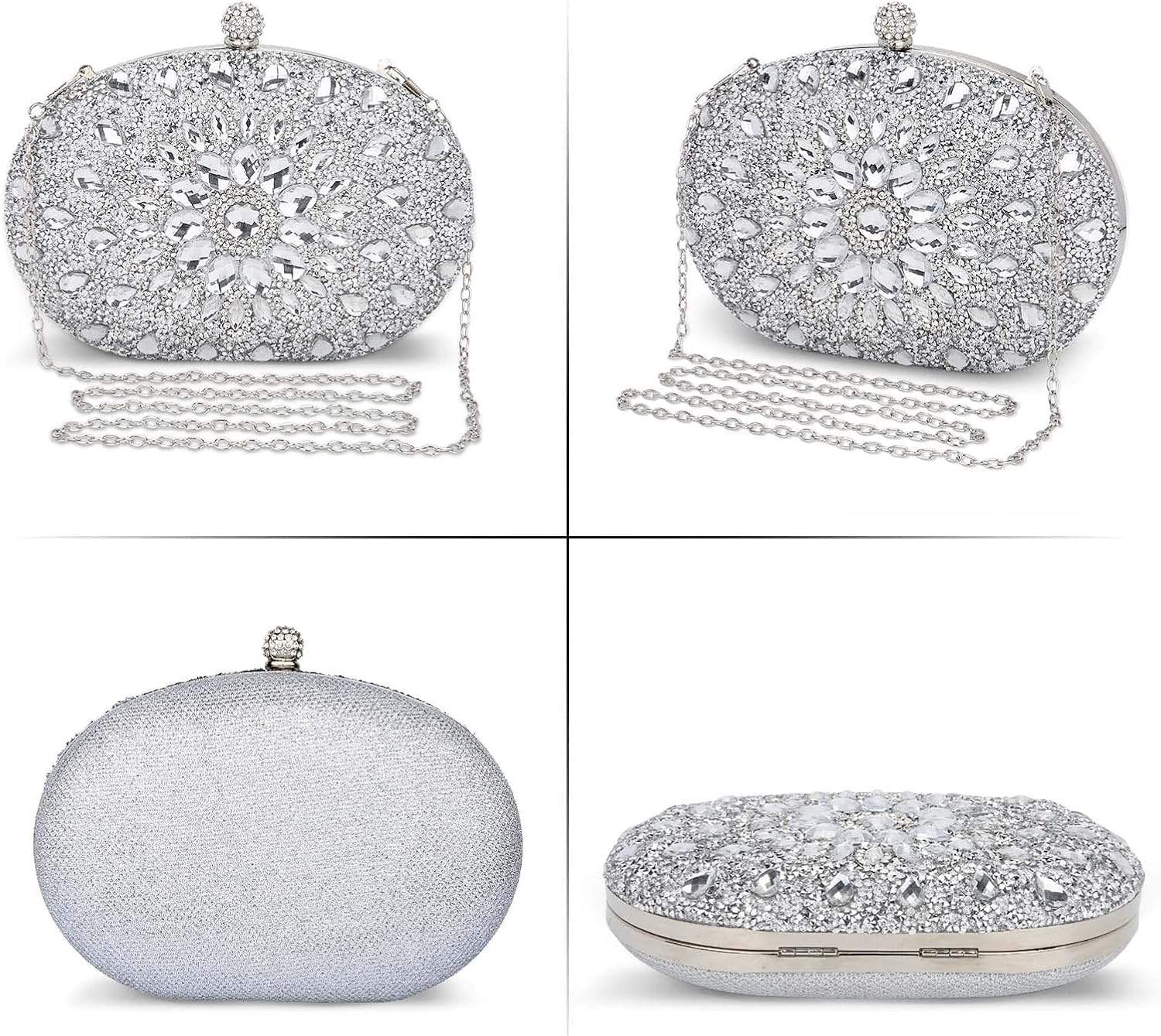 UBORSE Clutch Bag Women Shoulder Bag Small Crystal Bag Elegant Rhinestone Clutch Evening Purse for Wedding Cocktail Party - Image 3