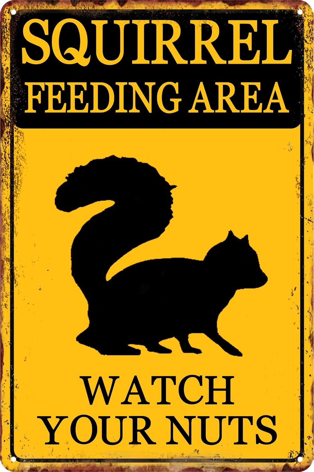 Funny Squirrel Sign Funny Metal Tin Signs Squirrel Feeding Area Watch Your Nuts Signs Squirrel Decor Gifts For Squirrel Lovers Garden Signs For Outside Houses Decoration 8x12 Inch