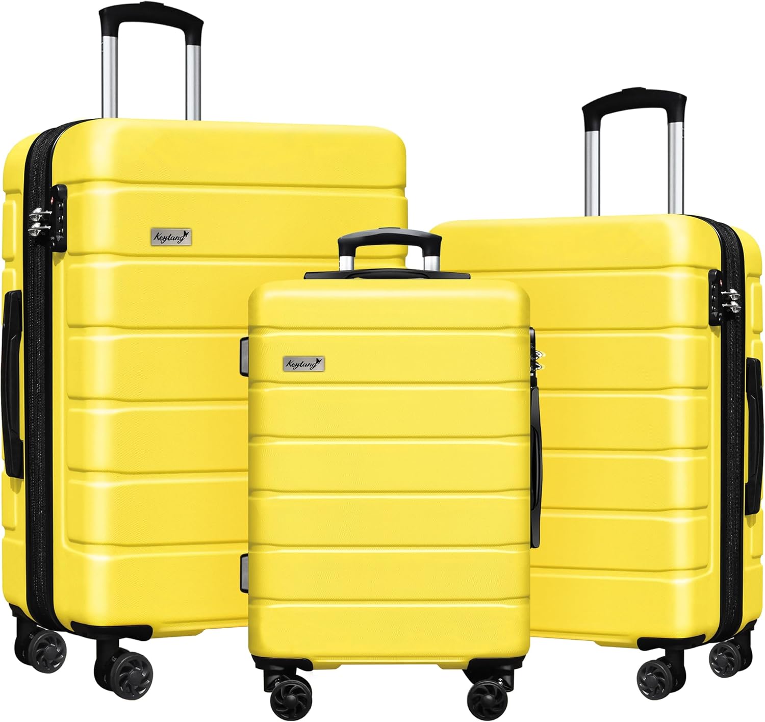 Explorer Lightweight Hardside Expandable Luggage Spinner Wheels Suitcase W/TSA Lock, Yellow, New-3 Piece Set
