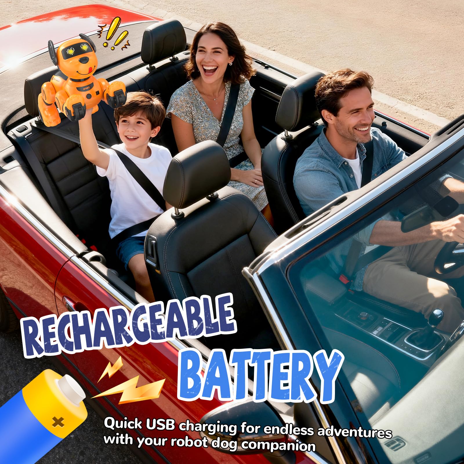 anysun Cane Robot, Giocattolo Cane Robot Ricaricabile, Giocattolo Programmabile con Funzione di Seguito, Comandi Vocali, Telecomando e Sensori Tattili, Regalo di Natale Ideale per Bambini (Giallo)