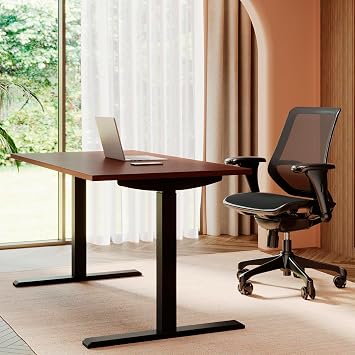 Realspace Magellan 60" W Pneumatic Height-Adjustable Standing Desk, Cherry