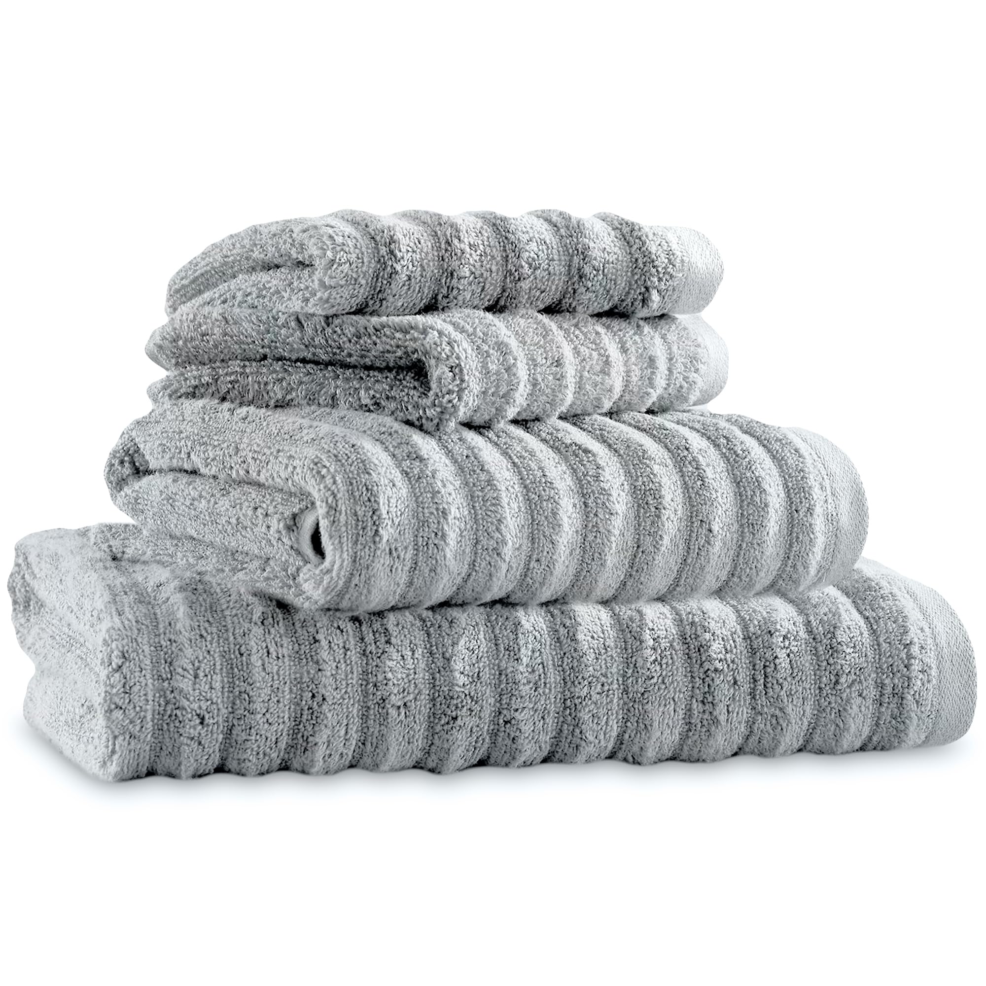 TowelogyLuxury Bamboo Bath Towels Set Of 4-2 Face Towels 30x30cm, 1 Hand Towel 50x80cm & 1 Extra Large Bath Towel 90x140cm | Rapid Drying Experience Every Day (Silver, 4)