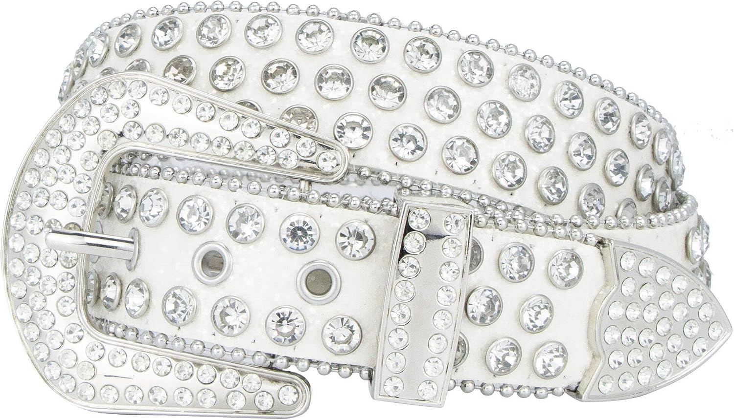INOGIH Rhinestone-Belt for Women Girls,Western Cowgirl Cowboys Bling Studded Leather Diamond Belt for Jeans Dress