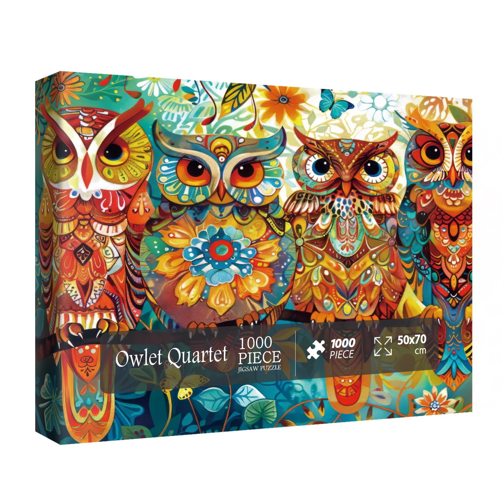 Colorful Owl Puzzles for Adults 1000 Pieces, Nature Cute Bird Jigsaw Puzzles, Art Animal Wildlife Puzzles