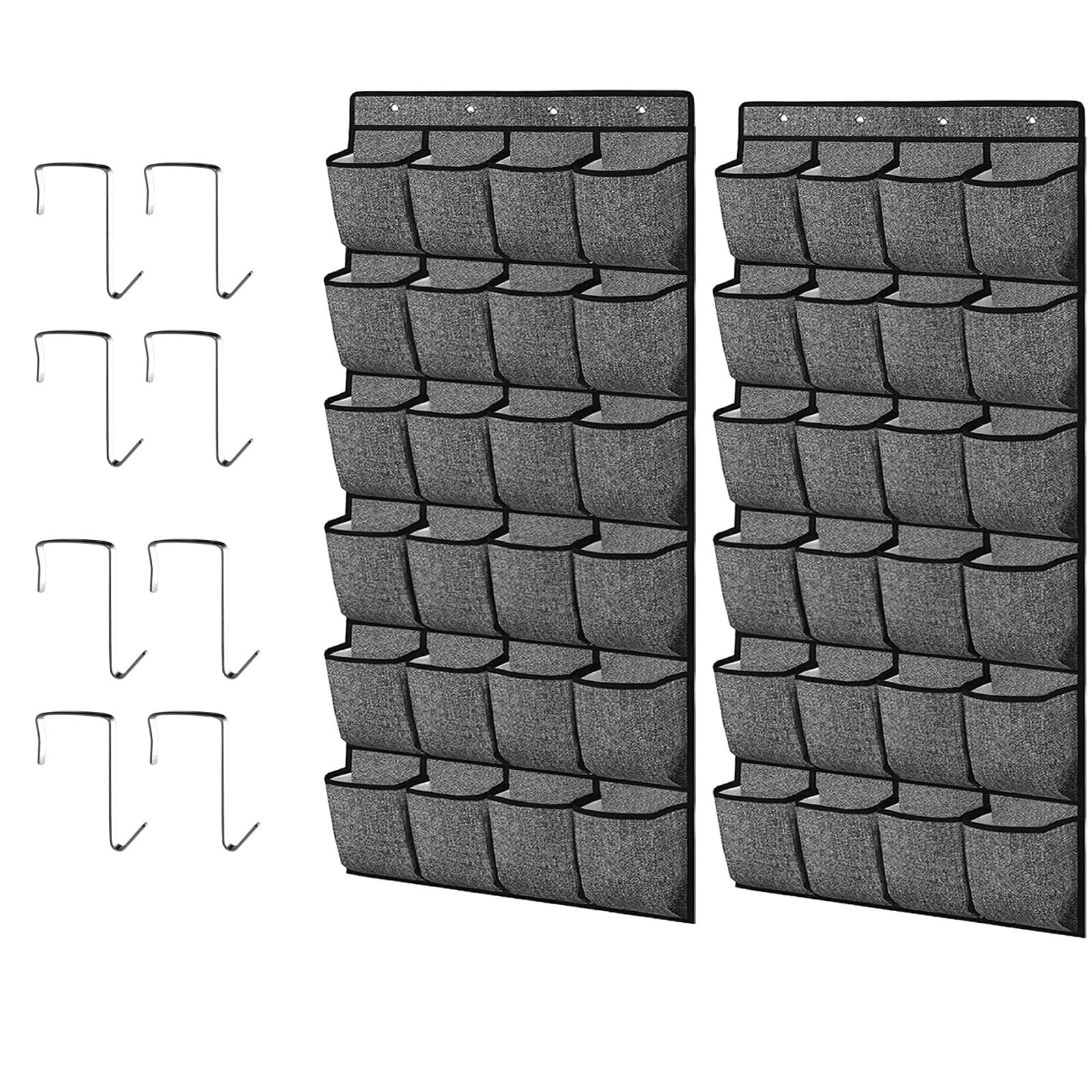 Zjyufy 2pcs Over the Door Shoe Storage, 24 Mesh Pockets Hanging Shoe Storage with 4 Hooks for Entryway Closet, Bedroom Wardrobe