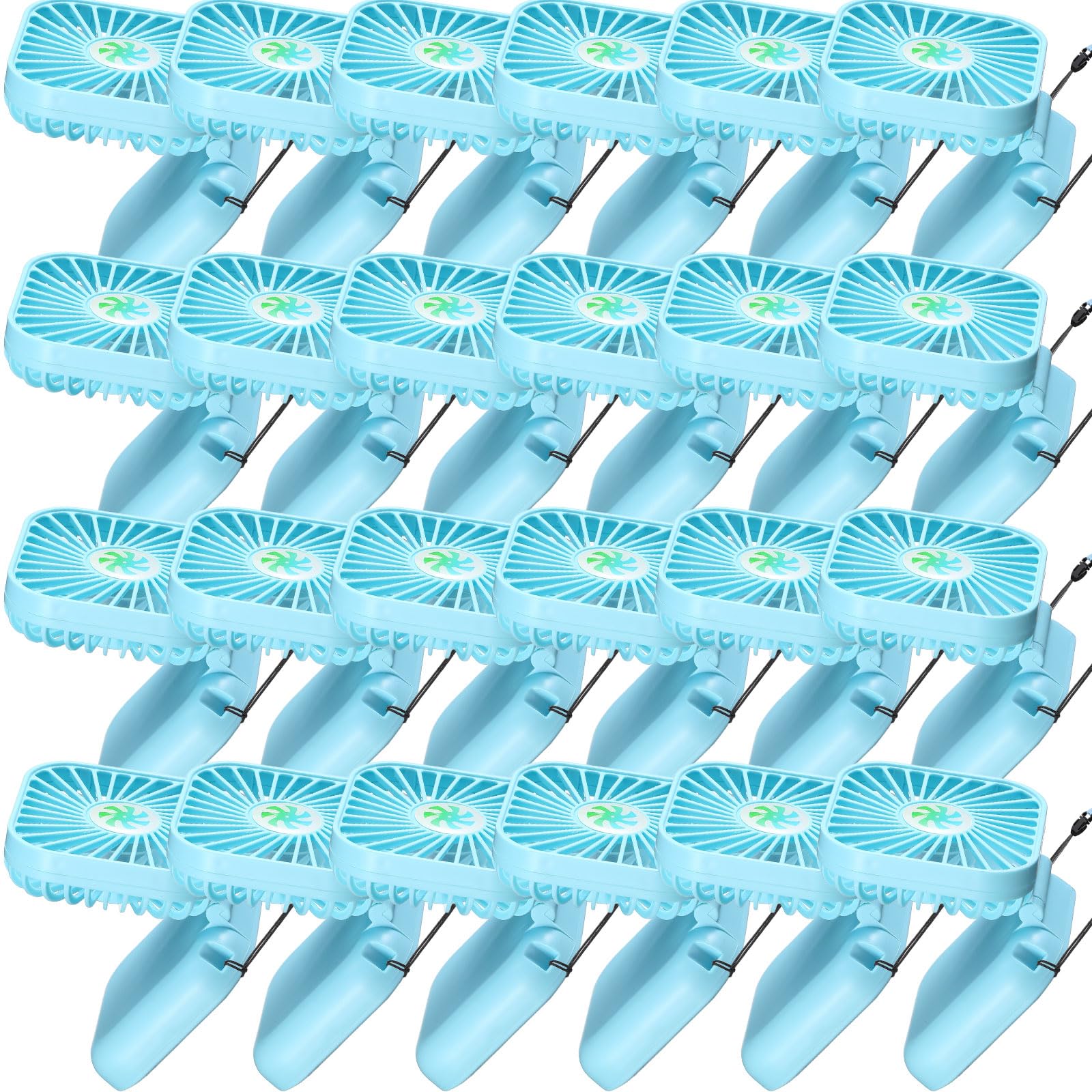 Hortsun 24 Pcs Rechargeable Handheld Fans Bulk Portable Personal Neck Fan 3 Speed with USB Cable Hands Free Small Foldable Gifts for Travel Summer Concerts Vacation Outdoor(Blue)
