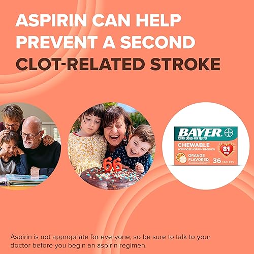 Miniatura 5 de Bayer Aspirina dosis baja 81 mg tabletas masticables para aliviar el dolor, sabor naranja, 216 tabletas (paquete de 6)