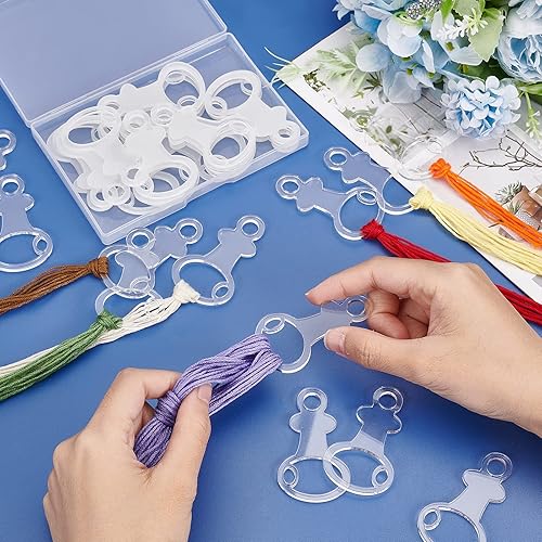 Miniatura 3 de PH PandaHall 30 bobinas de hilo acrílico transparente, hilo de bordar, forma de llave, bobinas de punto de cruz, bobinas de hilo de coser para