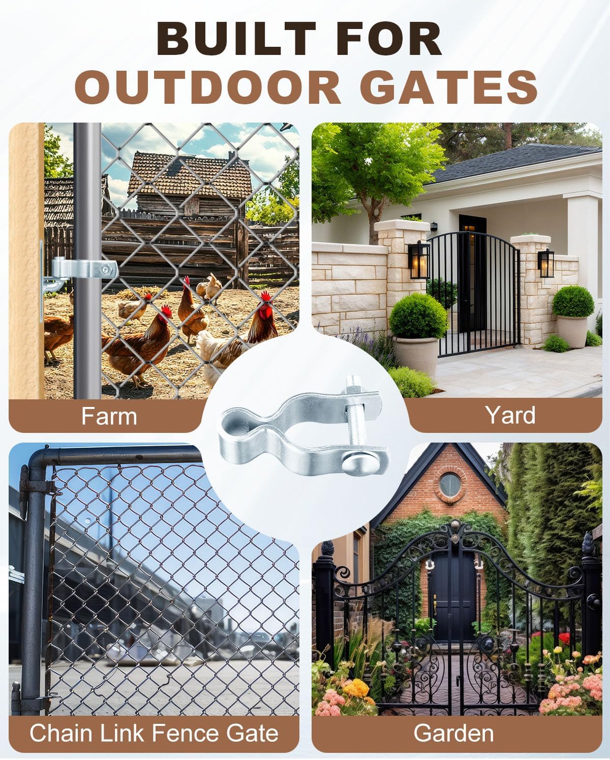 2 Pack Gate Frame Hinges, Galvanized Chain Link Fence Gate Hinges Heavy-Duty, Fits 1-3/8" OD Post/Pipe, 5/8" Pin Hole, for Gate Repair & Replacement