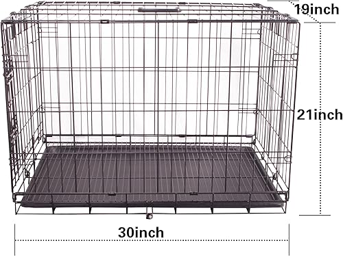 Miniatura 3 de FOURPAW Caja de perro duradera y plegable de alambre de metal con bandeja, puerta individual, 30 x 19 x 21 pulgadas, color negro